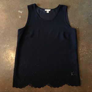 Lila Rose Laser Cut Scalloped Sleeveless Blouse